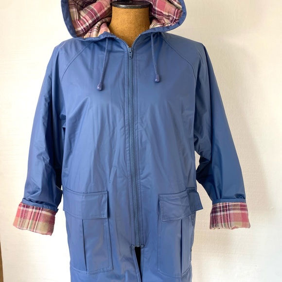 Vintage Misty Harbor Women’s Rain Jacket Slick M Plaid Flannel Lined Insulated - Picture 1 of 13